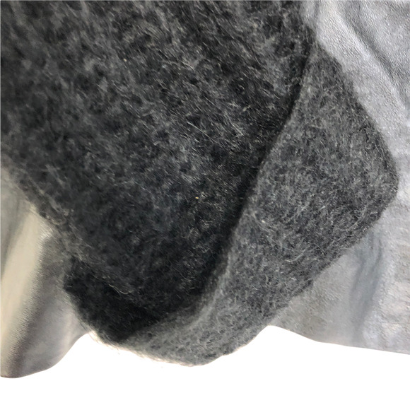 Malene Birger Mohair Sweater Black Faux Leather Trim Zip Front Cardigan - Picture 9 of 10